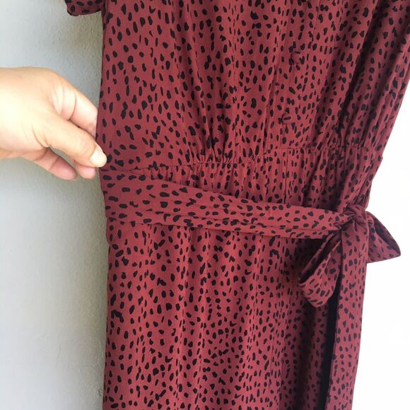 Rails V-Neck Jumpsuit Women L Rust Red Wide Leg Spotted Boho Festival Party - Picture 7 of 14